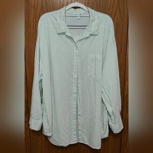 Women's NEW Old Navy Green Boyfriend Button Down Shirt Blouse, XL